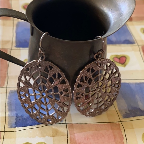 Earrings; Gold; Oval Medallions; Drop; Earrings - Picture 6 of 8